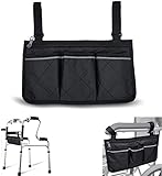 Wheelchair Armrest Bag Elderly Secure Mobility Aid Wheelchair Accessories Storage Pouch, Waterproof and Durable with Two Reflective Strips Fits Bed Rail Scooters Walker Power Wheelchair