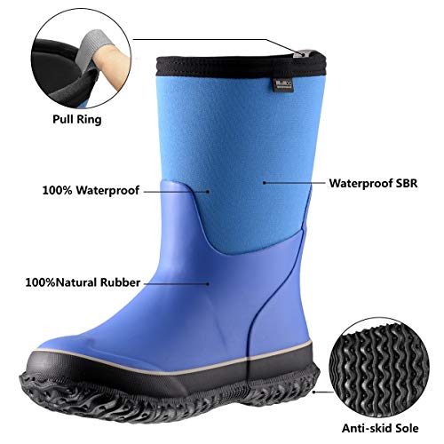 Mcikcc Kids Waterproof Rain Boots,Classic Snow Mud Boots Non-Slip For Toddler Boys Girls,6M Blue And Black #TOP5