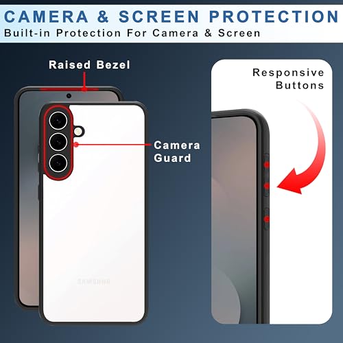 Image of CEDO Backcover for Samsung Galaxy S25 FE | Camera Protection Bump Shockproof Edge | Ultra Hybrid Transparent Acrylic Clear TPU+PC Hard Backcase Cover (Black)