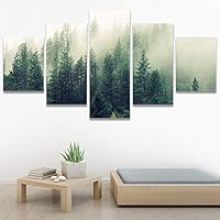 SIGNWIN 5 Panel Canvas Wall Art Modern Art Multicolor Nature Photography Relax/Calm Romantics Waterfall for Home Decorations Ready to Hang - 60