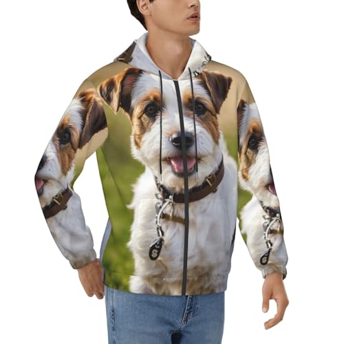 Sweat à capuche homme XXL décontracté noir manches longues avec motif chien mignon et cordon