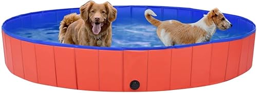 Miniatura 10 de SKM Piscina plegable para perros, color azul, 78.7 x 11.8 pulgadas, PVC