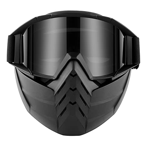 HuoBi Lunettes de moto avec masque amovible, antibuée et filtre de bouche réglable, sangle antidérapante vintage Cover