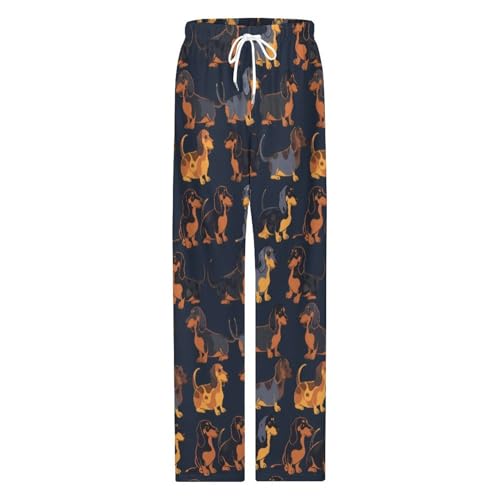 Dachshund Dog Print Blue Mens Pajama Pants Print Lounge Pant PJ Bottoms Sleepwear Loungewear4