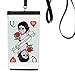 Playing Cards Q Illustration Pattern Phone Wallet Purse Hanging Mobile Pouch Black Pocket