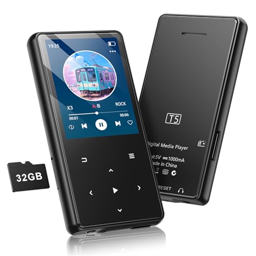 MP3v[[ Bluetooth5.0Ή 32GB MP3vC[ ő128GB̊g\ SDJ[hΉ 1.8C` HIFI Xs[J[ ^ y Type-C[d OTGΉ ȒP @\yv[[ ^/FM