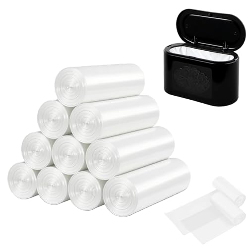 3L Small Bin Bags Bathroom, 300 Counts, 30 x 35 cm Bin Liners for Mini Desktop Bin, Bathroom Office Car Trash Bags, Food Waste Bag, Pedal Bin Liners, Trash Garbage Bags for Wastebasket (White)