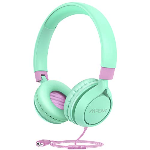 Kids Headphones for Girls with Microphone, Mpow CHE1 Pro Volume-Limiting 85/94dB Headphones for Kids, Wired Foldable Headsets with Audio Sharing for Study, Online Course, Travel, PC, Cellphones