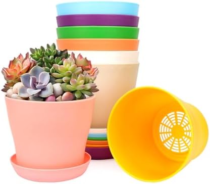 4.7 Inch Plant Pots Indoor Outdoor, 8 Pack Colorful Plant Flower ...