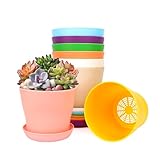 Bluckincle 4.7 Inch Plant Pots Indoor Outdoor, 8 Pack Colorful Plant Flower Pots with Drainage Holes and Saucers Plastic Planters Nursery Pots for Garden Plants Flowers Succulents
