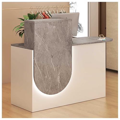Bureau d'accueil moderne avec armoire de rangement sécurisée pour caisse