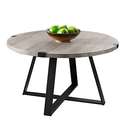 Table basse ronde bois vintage meuble salon industriel rustique pour décoration maison