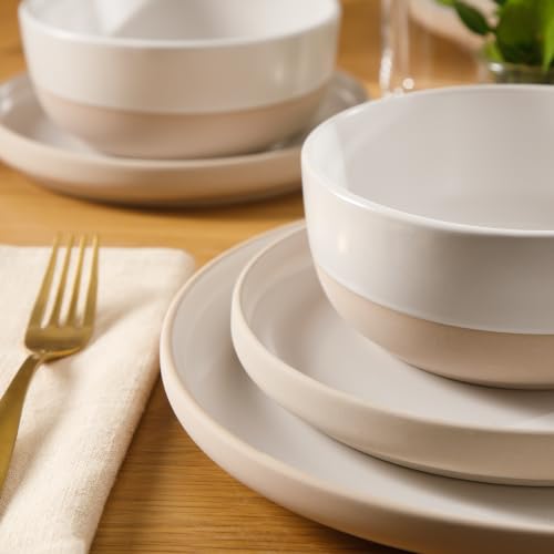 Image of Gibson Home Plates and Bowls Set, 12 Piece Dinnerware Set for 4, White