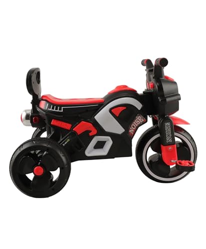 Image of SRECAP Kids Pedal Tricycle with Push Handle | Toddler Trike with Headlight, Music, EVA Wheels & Curved Seat with Backrest | 15 Months-3 Years (Red)