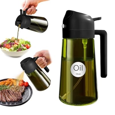 YARRAMATE Dispensador de Aceite de Oliva Juego con Scuro Protezione Dalla Luce  470ml 2 en 1 Spray de Cocina  Verde Pulverizador de Aceite de Calidad Alimentaria  Negro 
