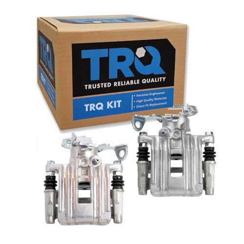 Image of TRQ Rear Brake Caliper Set Zinc Coated Brackets Hardware Compatible with 1998-2001 Audi A6