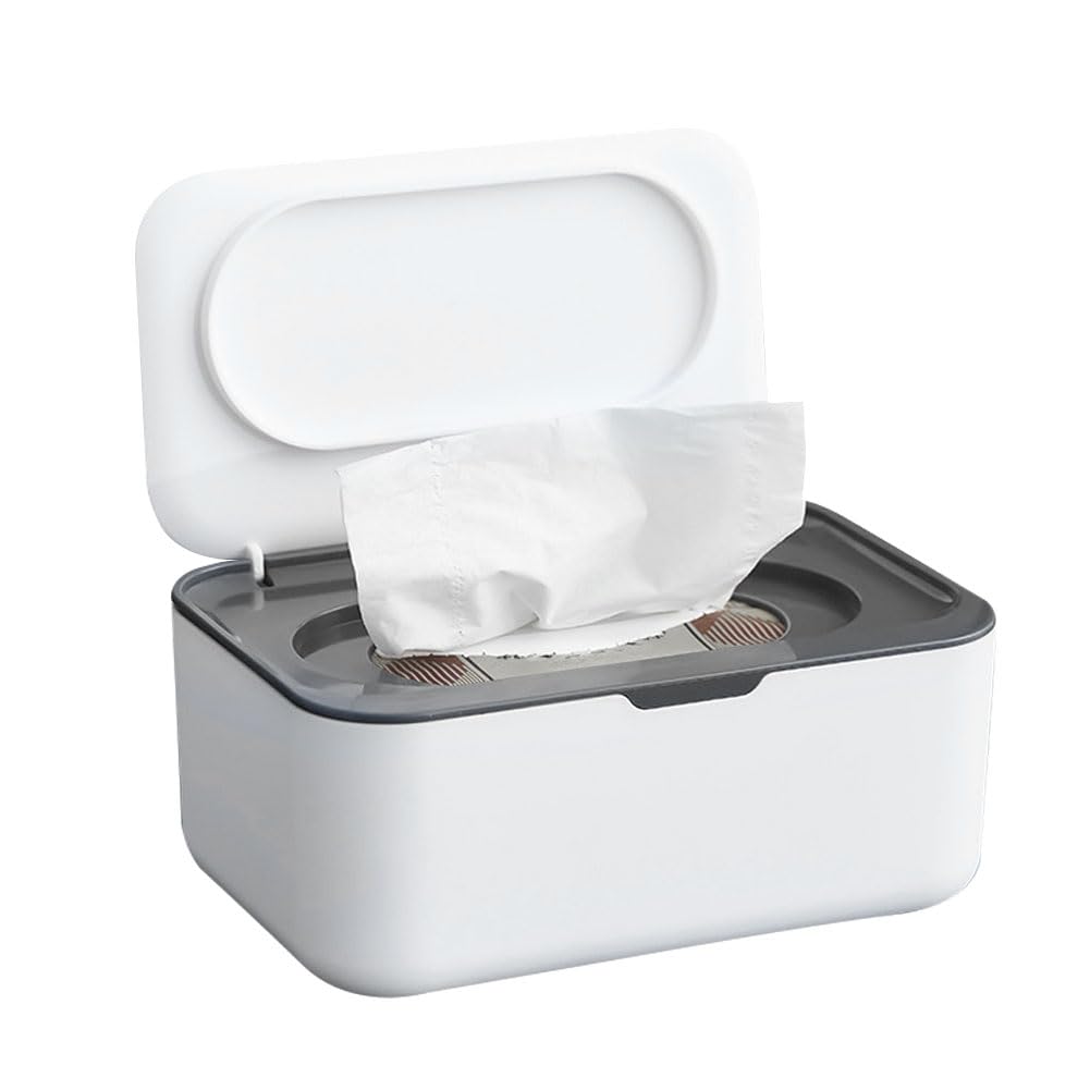 GZSYWZ Feuchttücher Box Mit Deckel - Herausnehmbar, Lagerfähig für Zuhause, Büro, Outdoor - Kreative Feuchtigkeitsspendende Box für Baby und Feuchtes Toilettenpapier - Grau