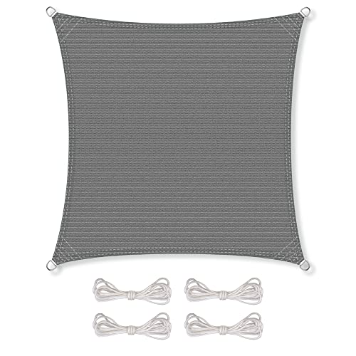 CelinaSun Sonnensegel inkl Befestigungsseile Premium HDPE wetterbeständig atmungsaktiv Quadrat 5 x 5 m anthrazit