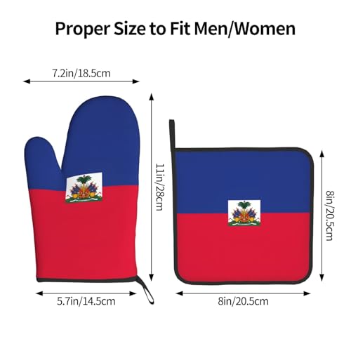 Haitian Flag Kitchen Oven Glove - Oven Mitts and Pot Holders, Kitchen Oven Gloves for Microwave, Baking, - immagine 4