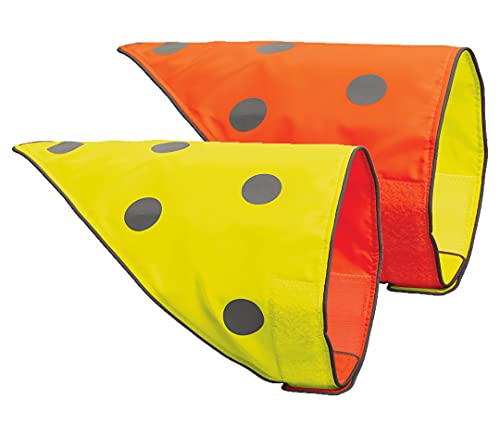 SPOT THE DOG! Reflective Bandana Bib Safety Apparel for All Dogs - Easy Fastening Closure, Reversible High Visibility Fluorescent Orange/Yellow L-XL