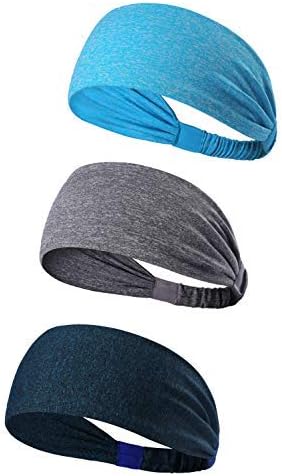 3PACK Lightweight Sport Headband/Non-slip Sweat Band – Stretchy Bandana Headwear – Best for Running Cycling Hot Yoga and Athletic Workouts – Fashion Elastic Hair Band for Women Men Teens Toddlers Girls