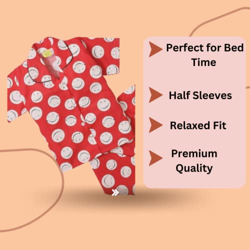 Image of A Little Swag Soft Cotton Printed Night Dress Night Suit Sleepwear Nightwear Set Unisex Kids Wear