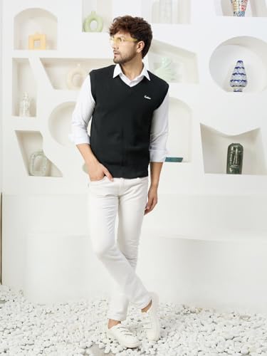 Image of Kvetoo V Neck Sleeveless Winter Wool Sweater for Men