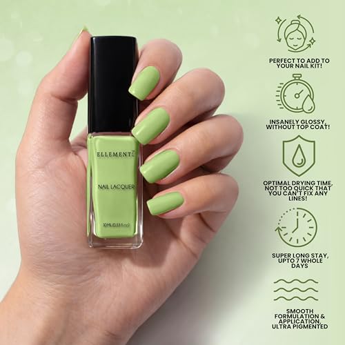 Image of MATCHA Vegan Nail Polish Light Green Color | Long Lasting Chip Resistant Formula | Quick Dry Glossy Finish | Non Toxic & Cruelty Free Nail Paint for Women | 10 ml