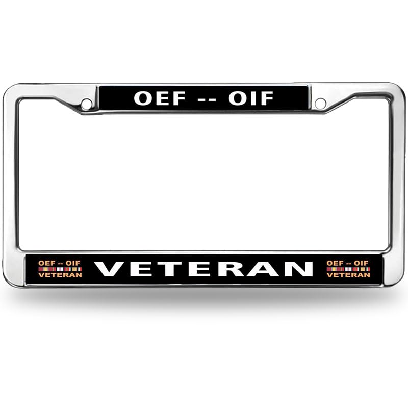 Image of Veteran Army Pride License Plate Frame for Birthday Gift US Veteran Spirit License Plate Frame Religious US Army Durable with Mounting Hardware Kit
