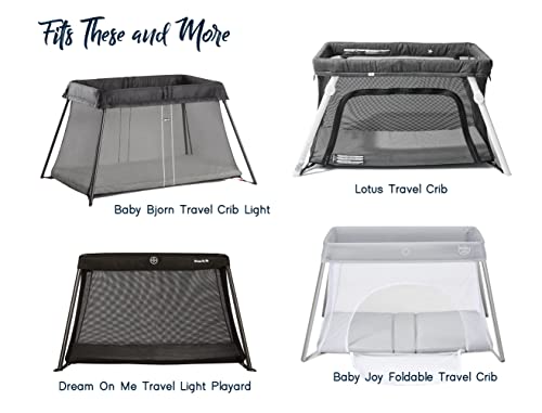 100 organic cotton fitted travel cribplayard sheets for guava lotus babybjorn dream on me baby joy and all 2434 x 4234 padsmattresses safety strap holes in corners 2 pk clouds and stripes