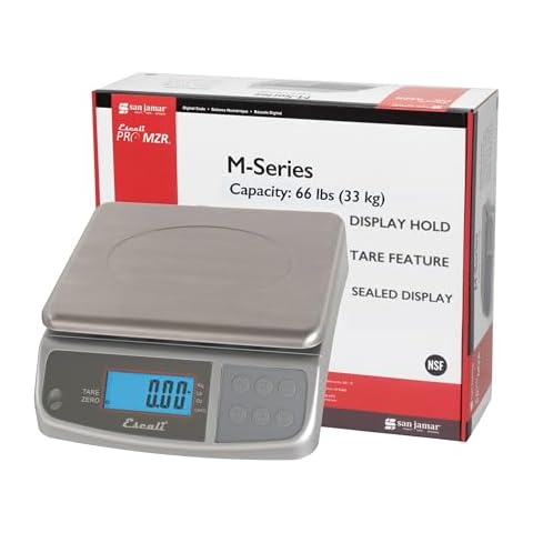San Jamar Digital Food Scale, Battery Operated with 66 Pound Capacity for Cooking, Baking, Meal Prep, Diet Tracking, Stainless Steel, 6.82 Pounds, Silver Cover