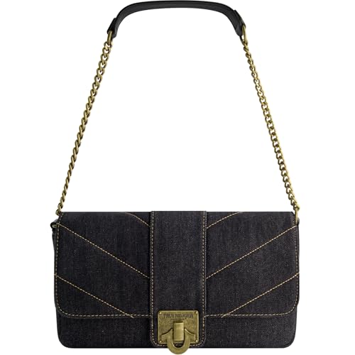 Image of True Religion Women's Denim Shoulder Bag Purse, Mini Handbag with Chain Strap | Denim