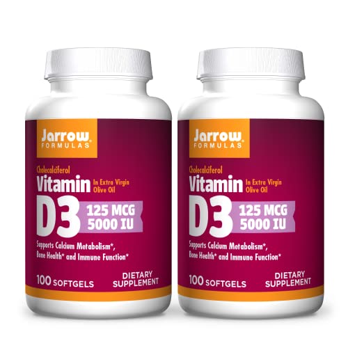Jarrow Formulas Vitamin D3 100 SFTGELS (5000 IU) (Pack of 2) in