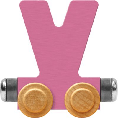 Maple Landmark NameTrain Pastel Letter Car V - Made in USA (Pink)