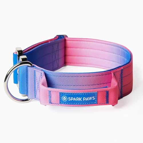 Collare tattico per cani con manico, collare di alta qualità, design robusto e durevole per razze grandi e forti, pitbulls, Labrador, GSD - cono di neve - M - 3,8 cm