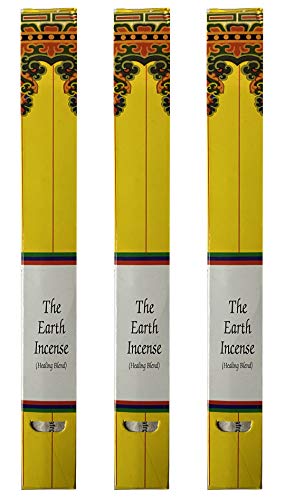 Tibetan Earth Incense, 8.5" Length - 3 Packs, 30 Sticks Per Pack #TOP6
