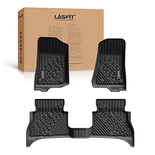 Lasfit Floor Mats For Jeep Wrangler 4Xe Hybrid 2023 2022 2021, All Weather Protection Tpe Car Floor Liners, Front & Rear Rows, Black #TOP21