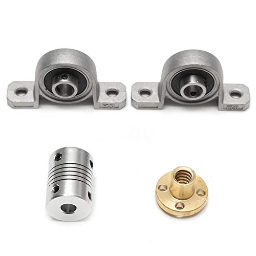 Lysee 3D Printer Parts & Accessories - T8 Lead Screw Kit 500mm Lead 8mm Vertical Lead Screw Rod & Pillow Block Mounted Bearing for 3D Printer - (Size: as Shown)