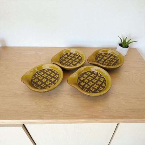 Image of Malaikah Ceramic Spoon Rest Small Gold Pack of 4 for Home, Kitchen, Dining, Kitchen Decor & Gifting