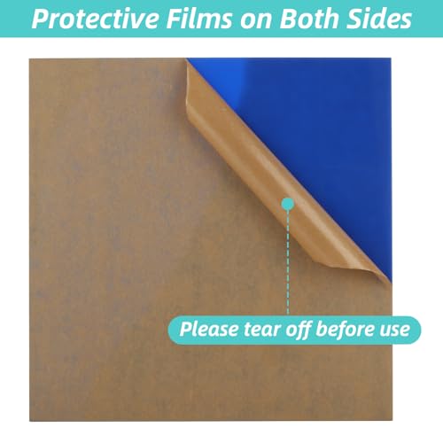 Image of 5 Pcs Blue Acrylic Sheets 12 inch x 12 inch x 1 /8 inch Glossy Opaque Plexiglass Sheets, Acrylic Blanks Acrylic Panel for CNC Cutting Engraving and Art Crafts Painting DIY Display