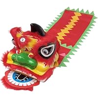 カラフルな獅子の形の装飾品 Amazon | 中国の獅子舞 8インチ 獅子舞の頭 人工ウール 獅子舞
