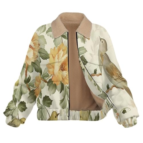 Chaqueta de peluche para mujer con acabados de alta costura retro y sherpa 4