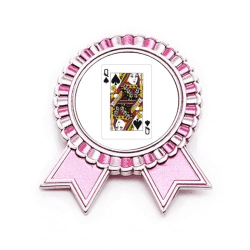 Broche carte à jouer motif Spade Q et Rose en métal, le cadeau idéal pour femme
