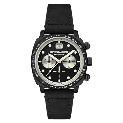 Image of Spinnaker Men's 42mm Hull Chronograph Watch with Leather Strap SP-5068