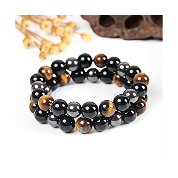Black-Obsidian-Hematite-Triple-Protection-Bracelet-Tiger-Eye-Beads-Bracelets-for-Men-and-women10MM-Set-of-2 WFJ Black Obsidian Hematite Triple Protection Bracelet Tiger Eye Beads Bracelets for Men and women(10MM), Set of 2 black,gray 19cm