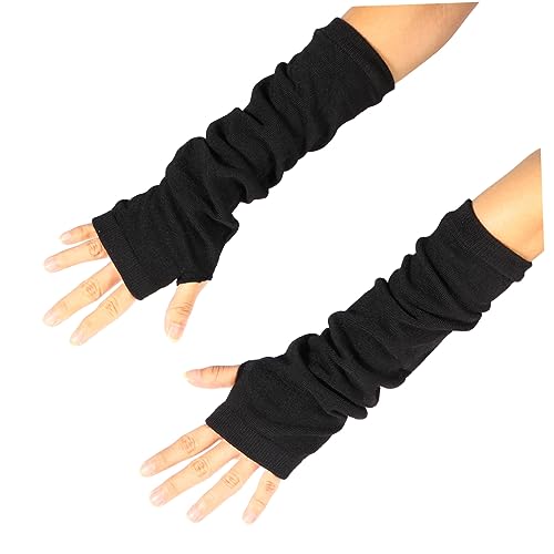 COSMEVIVI Winter Warm Gloves for Women Knitted Half Finger Gloves Long Arm Sleeve Hand Warmer Mittens Comfortable Breathable