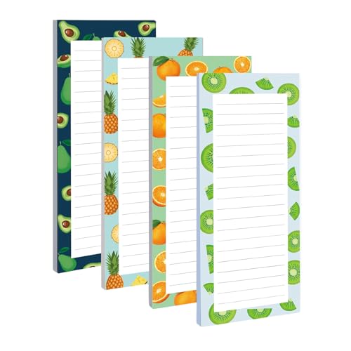 Pequeños Bloc de notas – 4 Bloc de notas Lindas Frutas Fácil Rasgar | Pluma Gel Suave Hogar Oficina Escuela Colegio Aula Viajes Al Aire Libre Trabajo Estudio Lista De Compras Mujeres F
