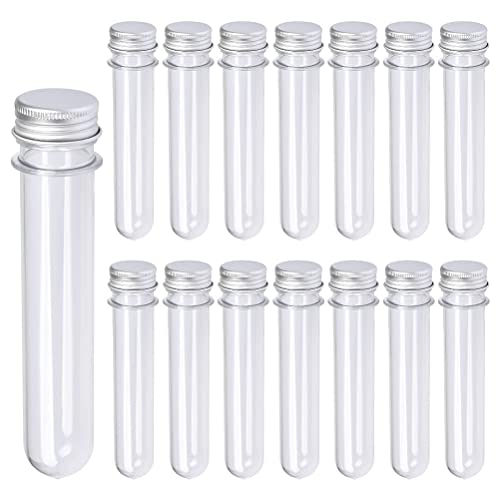 Jkjhbhged 30 PCS 40ML Plastic Test Tubes with Screw Caps Reusable Transparent Container Tubes Transparent Test Tube