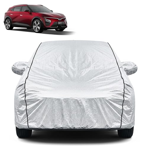 Image of Waterproof Car Cover for Vinfast VF 7 | Dustproof, UV Resistant & Scratch Protection | Soft Cotton Lining | Triple Stitched | Mirror Pockets & Elastic Fit | Silver