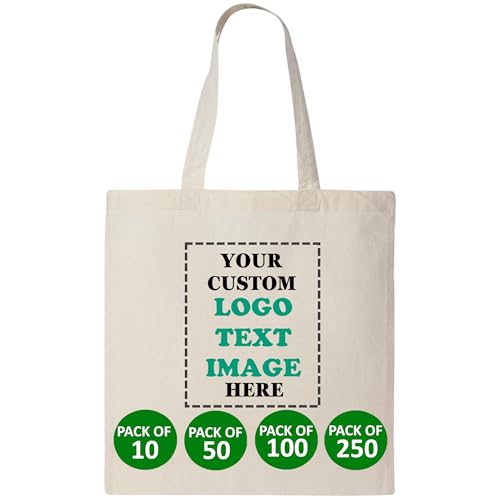 Bulk Custom Logo Reusable Bags, 10-250 Pack